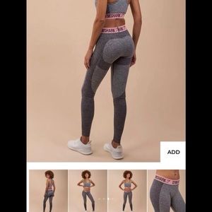 Gymshark Dry Gray and Pink Contour Leggings Pants